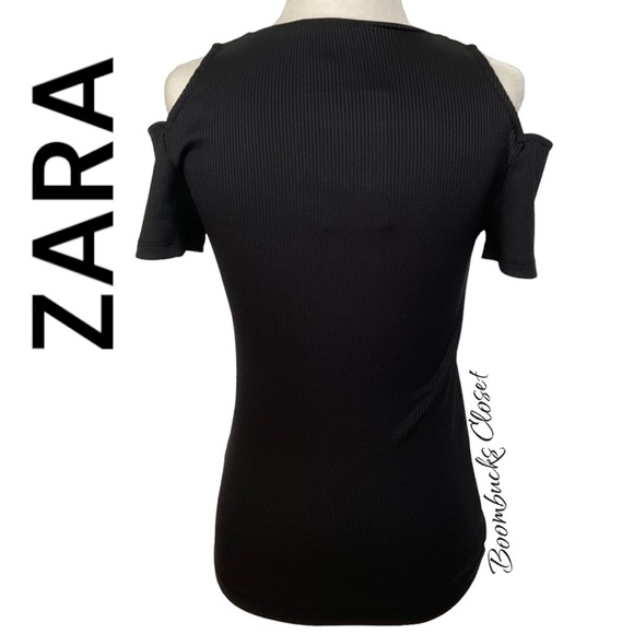Zara Cut out shoulder short sleeves Black cold shoulder small - Picture 6 of 11
